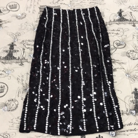 TOPSHOP Sequin Diamante Stripe Skirt - Picture 5 of 8